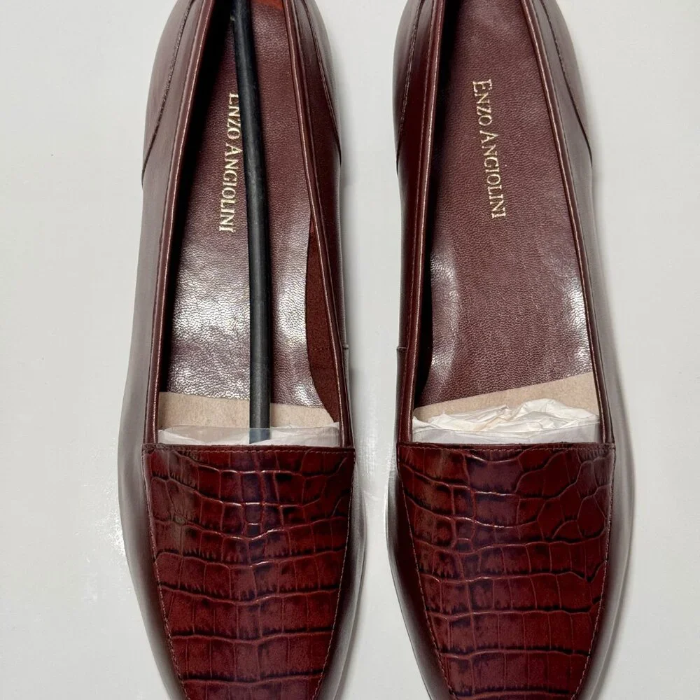 NWOT, Enzo Angiolini Leather Square Toe Loafers, size 8.5W, brown - Picture 4 of 7